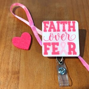 Faith over Fear Badge Reel with Alligator Clip